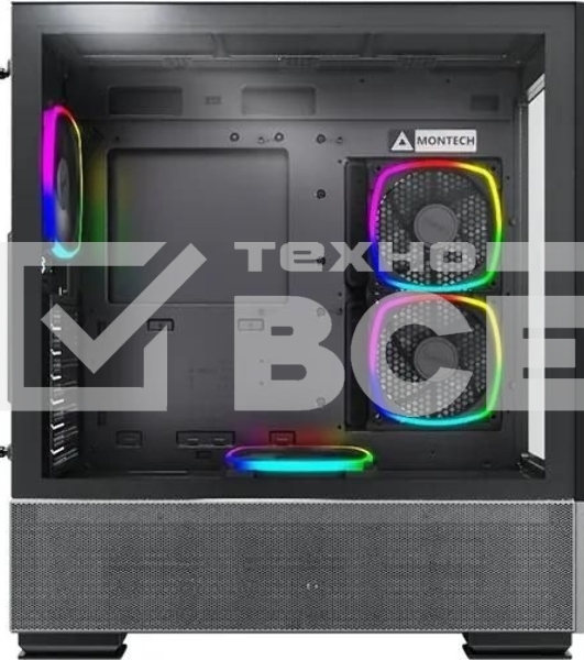 Компьютерный корпус Montech SKY TWO черный без БП ATX 3x140мм 2xUSB3.0 1xUSB3.1 audio bott PSU