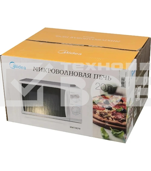 Микроволновая печь Midea MM720CFB белый, 20 л, 700 Вт, переключатели - поворотный механизм