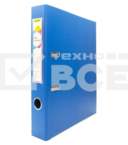Папка-регистратор Silwerhof 1890085 A4 50мм, двусторонний ПВХ, синий, металлическая окантовка, сборная, сменный карман на корешке
