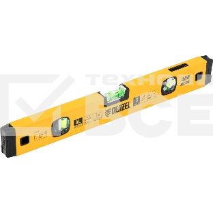 Уровень алюминиевый Denzel магнит., фрезерованный, 3 глазка (1 зеркал.), 0,5 мм/м, 400 мм