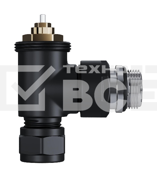 Набор термостатический угловой Royal Thermo Design Pro 15мм М30х1,5 черный