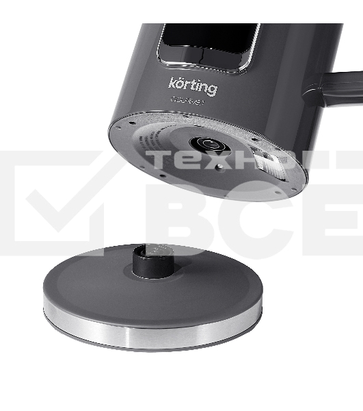 Чайник электрический Korting Чайник электрический Korting, объем 1.7 л, электронное управление, цифровой дисплей, 5 температурных режимов, автоотключение, серый