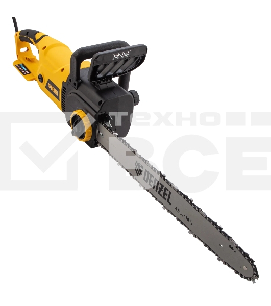 Пила цепная электрическая Denzel EDS-2200, 2,2кВт, продольная, шина 45 см, шаг 3/8, паз 1,3 мм, 62 зв