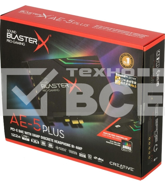 Звуковая карта Creative PCI-E BlasterX AE-5 Plus (BlasterX Acoustic Engine) 5.1 Ret