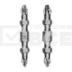 Набор бит двухстор. Gross PH2-PH1х45мм, PZ2-PZ1х45мм, сталь S2, 2 шт., фото 1