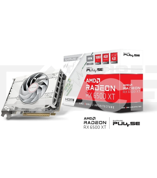 Видеокарта Sapphire PCI-E 4.0 11314-04-20G RX 6500XT ITX PURE GAMING OC AMD Radeon RX 6500XT 4Gb 64bit GDDR6 2685/18000 HDMIx1 DPx1 HDCP Ret