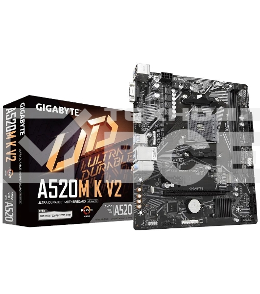 Материнская плата Gigabyte A520M K V2 (V1.1), AM4, AMD A520, 2xDDR4, 4xSATA, 1xM.2, 1xPCIe 3.0 x16, 1xHDMI, 1xVGA, 1x 1Gb LAN, 2xUSB-A 2.0, 4xUSB 3.2 Gen 1, 3x3.5 мм, 7.1, mATX