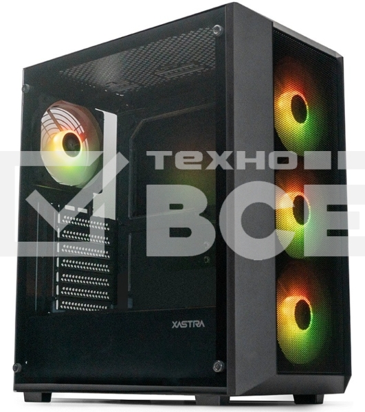 Компьютерный корпус XASTRA A406 4ARGB Black ATX/Mesh/tempered glass/4x120мм ARGB PWM fans/A406-4FC12A