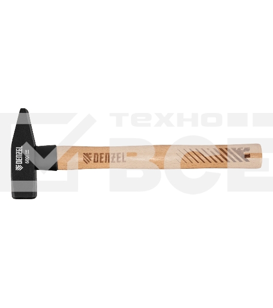 Молоток слесарный Denzel 600 г, кованый квадратный боек, буковая рукоятка