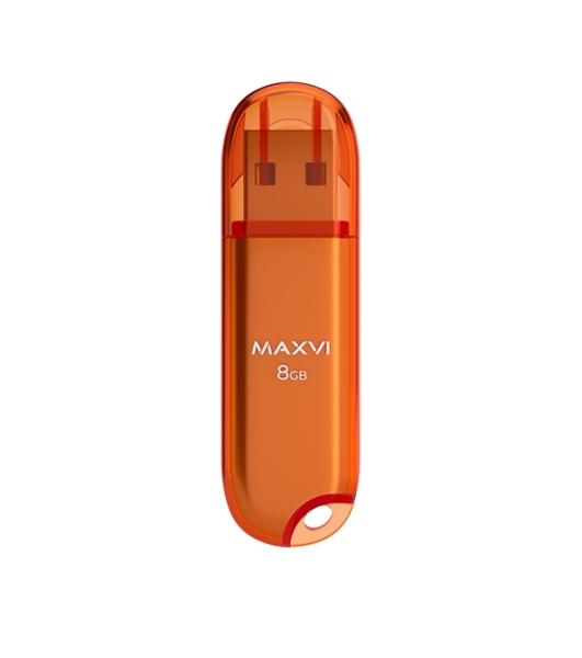 Флешка USB Maxvi P1 orange (FD8GBUSB20C10P1), 8GB, USB 2.0, R/W 15/5, оранжевый