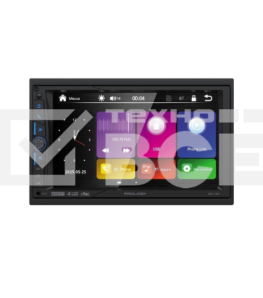Автомагнитола Prology MPV-390, 2 DIN, 7', Bluetooth, USB Type-A, AUX, CarPlay, пульт ДУ