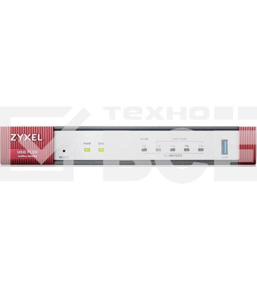 Межсетевой экран и Wi-Fi контроллер Zyxel USG FLEX 100, 1xWAN GE, 1xOPT GE (LAN/WAN), 3xLAN/DMZ GE, 1xUSB3.0, AP Controller (8/24), NebulaFlex **