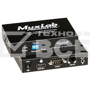 Приемник-декодер MuxLab 500754-RX HDMI / RS232 over IP с PoE, сжатие MJPEG, с функцией видеостены