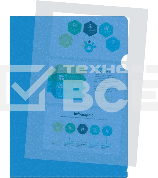 Папка-уголок Silwerhof Eco тисненый A4 пластик 0.12мм синий