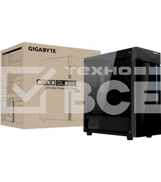 Компьютерный корпус GIGABYTE C200 GLASS MidiTower без Б/П ATX MicroATX MiniITX Цвет черный Gb-C200G