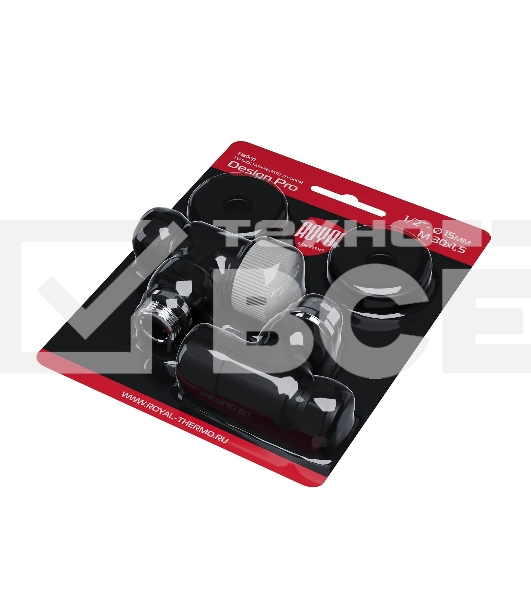 Набор термостатический угловой Royal Thermo Design Pro 15мм М30х1,5 черный