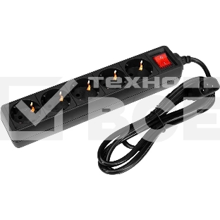 Сетевой фильтр PC Pet AP01006-E-BK (UPS) 1.8м (5 розеток) черный