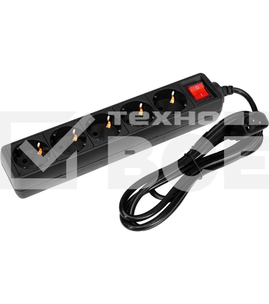 Сетевой фильтр PC Pet AP01006-E-BK (UPS) 1.8м (5 розеток) черный