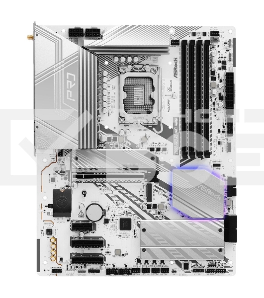 Материнская плата ASRock Z890 Pro RS WiFi White, LGA 1851, Intel Z890, 4xDDR5, 4xSATA, 4xM.2, 1xPCIe 5.0 x16, 2xPCIe 4.0 x16, 1xPCIe x1, 2xUSB-C Thunderbolt 4, 4xUSB-A 3.2 Gen 1, 1xUSB-A 3.2 Gen 2, 1xHDMI, 1xDP, 1x2.5Gb LAN, 5x3.5 мм, 7.1, ATX