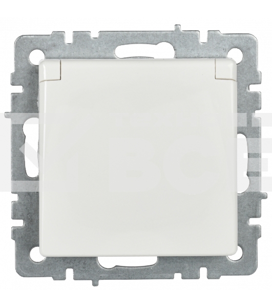 Розетка 1-местная IEK BRITE РСбш10-3-БрБ (BR-R16-16-K01) с заземлением, с защитными шторками и крышкой, 16А, IP20, белый