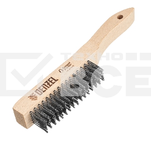 Щетка зачистная Denzel 6-и рядная, прямая проволока из нержавеющей стали с деревянной ручкой, EFP