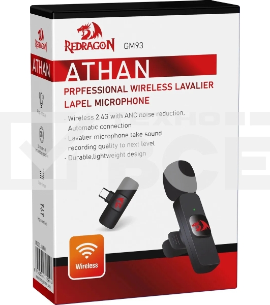 Петличный микрофон Redragon Athan GM93 USB-C, 2.4G