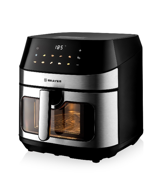Аэрогриль Brayer 2044BR черный, 2200 Вт, 8 л, сенсор, 10 программ