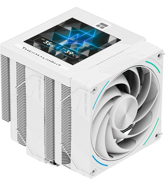 Кулер для процессора Thermalright Phantom Spirit 120 Vision SNOW (4-pin PWM, LED, 160mm, Ni/CU, 7x6mm, ARGB, 2x120mm, 92CFM, 36dBA, 2150RPM, S: 1851, 1700, 1200, 115X, AM5, AM4, white)