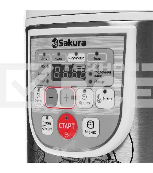 Мультиварка Sakura SA-7753W 5 л, 800 Вт, функция 'Мультиповар', 10 автоматических и 27 программ ручной настройки