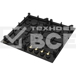 Газовая вар.поверхность Willmark WGH-4601BLR (60см,эл.поджиг,чугун.реш,наб.жиклер,черн.ретро,эмаль)