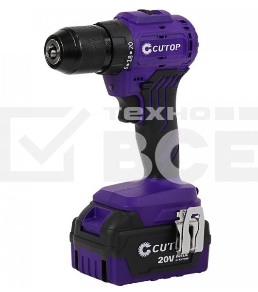 Дрель-шуруповерт Cutop E-Profi 01-886, Аккумуляторная, 20В, 2 АКБ, Кейс