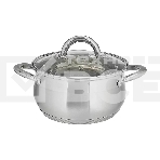 Кастрюля WEBBER BE-352/2 2,8 л, из нержавеющей стали со стеклянной крышкой, фото 1