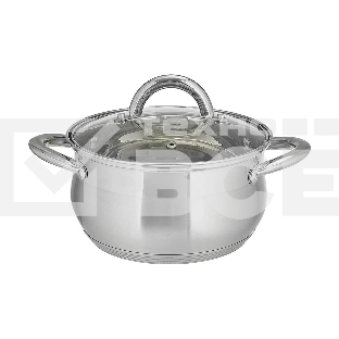 Кастрюля WEBBER BE-352/2 2,8 л, из нержавеющей стали со стеклянной крышкой