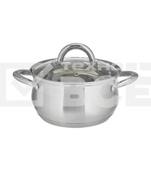 Кастрюля WEBBER BE-352/2 2,8 л, из нержавеющей стали со стеклянной крышкой