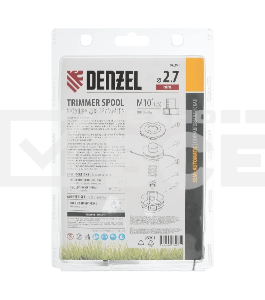 Катушка триммера Denzel полуавтомат. гайка М10х1,25L; гайка М10х1L; гайка М8х1,25L