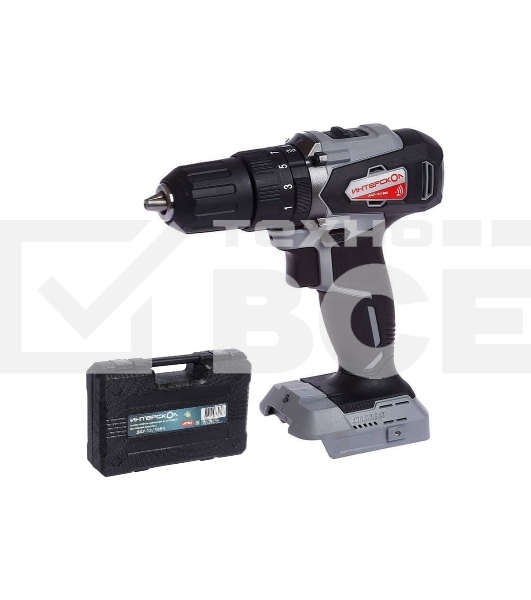 Дрель-шуруповерт аккумуляторная ИНТЕРСКОЛ ДАУ-13/18ВК, Аккумуляторный, 18В, Без АКБ и ЗУ, Ударный, Кейс
