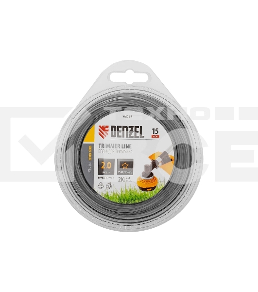 Леска для триммера Denzel двухкомпонентная звезда, 2,0мм х 15м, блистер EXTRA CORD
