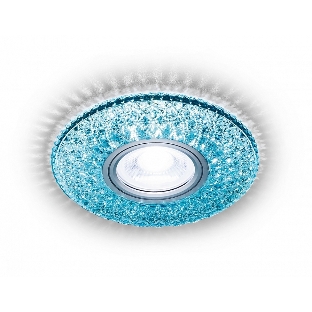 Встраиваемый точечный светильник Ambrella light S333 BL/WH хром/лазурный/MR16+3W(LED WHITE 4200K)