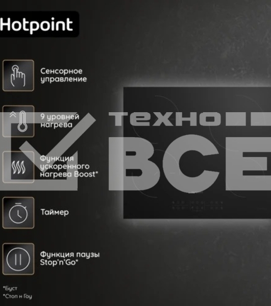 Индукционная варочная поверхность Hotpoint HB 1560S NE, независимая, черный