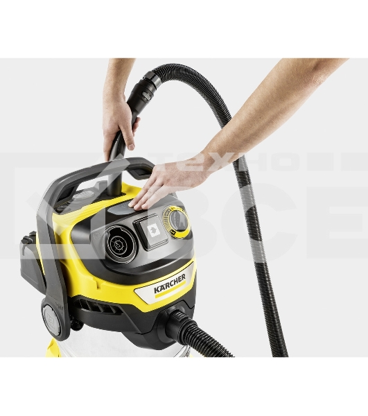 Строительный пылесос Karcher WD 6 P S V-30/8/35/T (YSY) желтый, 300/1300 Вт, уборка сухая/сбор воды, пылесборник мешок/контейнер, 30 л