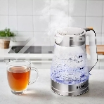 Чайник электрический Kitfort КТ-6626 1.7л. 2200Вт нержавеющая сталь/черный корпус: нерж.сталь/стекло, фото6