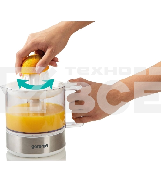 Соковыжималка Gorenje CJ30E белый/серебристый, цитрусовая, 30 Вт, 800 мл, механическое