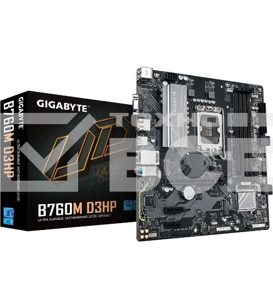 Материнская плата Gigabyte B760M D3HP DDR5, LGA 1700, Intel B760, 4xDDR5, 4xSATA, 2xM.2, 1xPCIe 4.0 x16, 1xPCIe x1, 1xHDMI, 1xVGA, 1xDP, 1x 1Gb LAN, 3xUSB-A 3.2 Gen 1, 2xUSB-A 2.0, 3x3.5 мм, 7.1, mATX