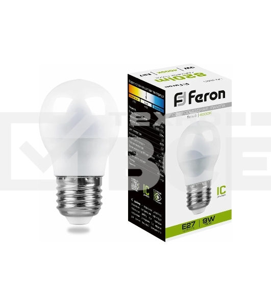 Лампа светодиодная FERON LB-550 (25805) 9W 230V E27 4000K G45
