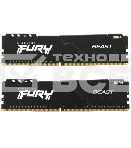 Оперативная память Kingston Fury Beast, DDR4, 64GB (2x32GB), 3200MHz, CL16, DIMM, черный