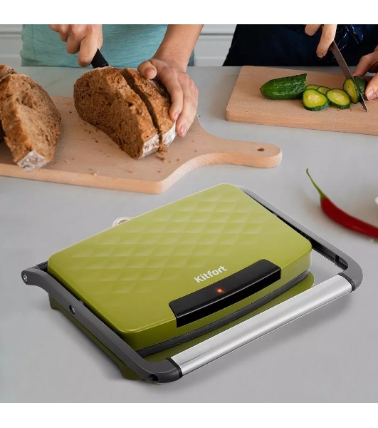 Сэндвичница Kitfort КТ-3626 750Вт зеленый/серый