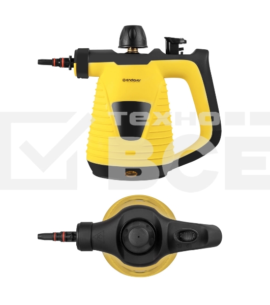 Универсальный ручной отпариватель-пароочиститель Endever Odyssey Q-464, желтый/черный, мощность 1100 Вт, давление 3,5 бар,производ. 35 г/мин, 6 шт/уп