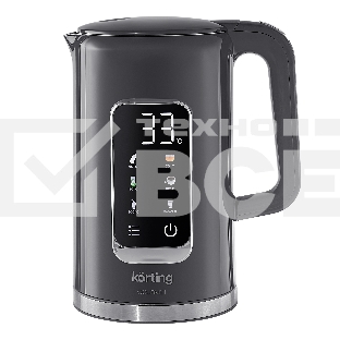 Чайник электрический Korting Чайник электрический Korting, объем 1.7 л, электронное управление, цифровой дисплей, 5 температурных режимов, автоотключение, серый