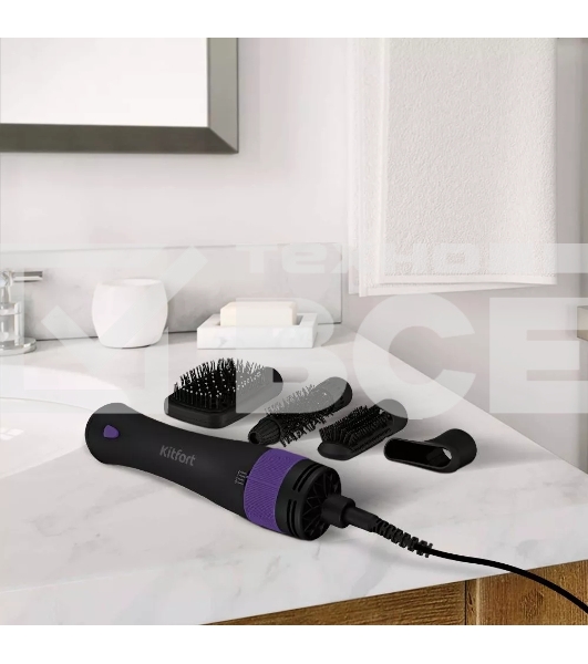 Фен-щётка Kitfort КТ-3236-1 фиолетовый/черный, 1000 Вт