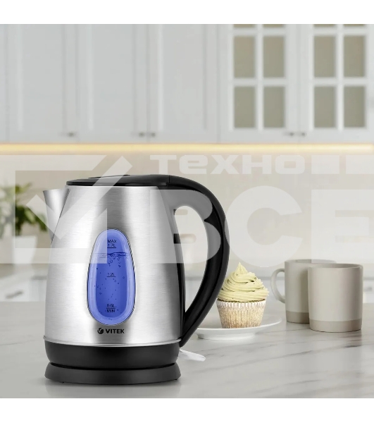 Чайник электрический Vitek VT-7039, 2200Вт, серебристый и черный